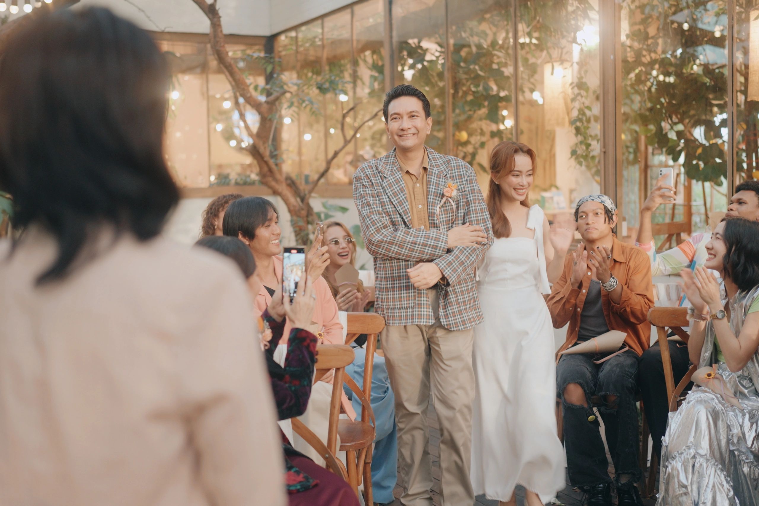 Emotional wedding portrait during a celebration